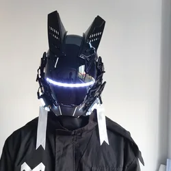 White Round Light Wing Cyberpunk Mask cosplay male tech head cover Photography Street Shot Full Face Mask