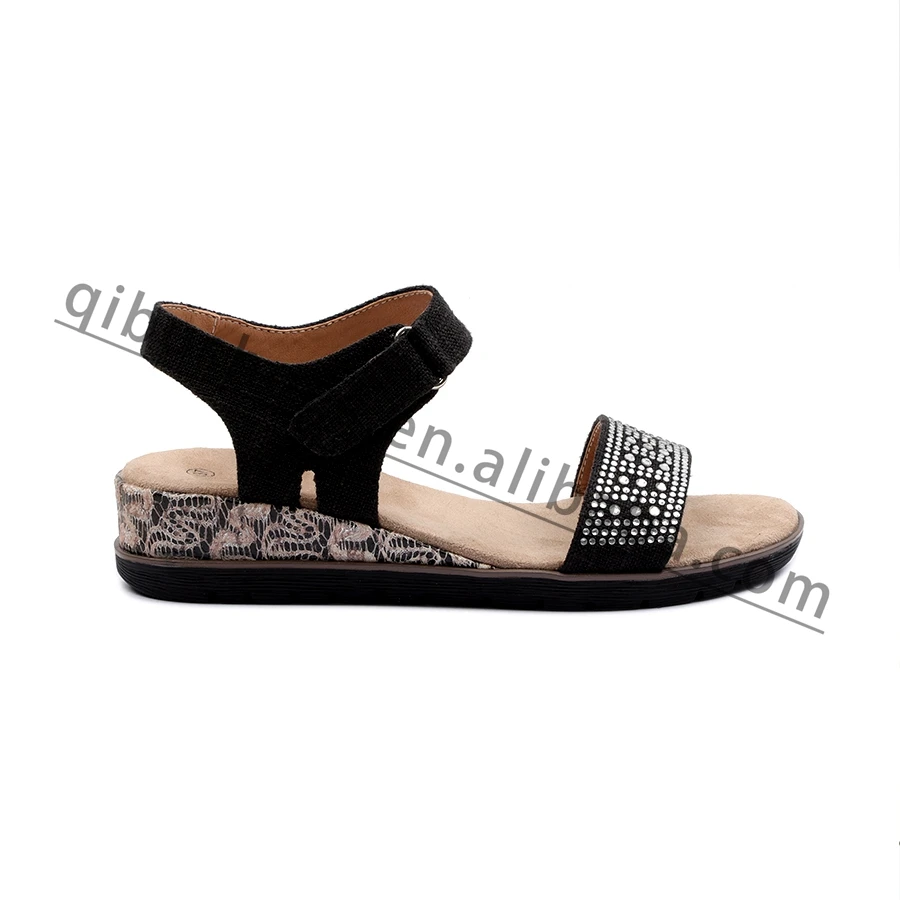 
Fashion Flats Platform Custom Logo Lady Wedge Shoes Rhinestone Sandals For Women 