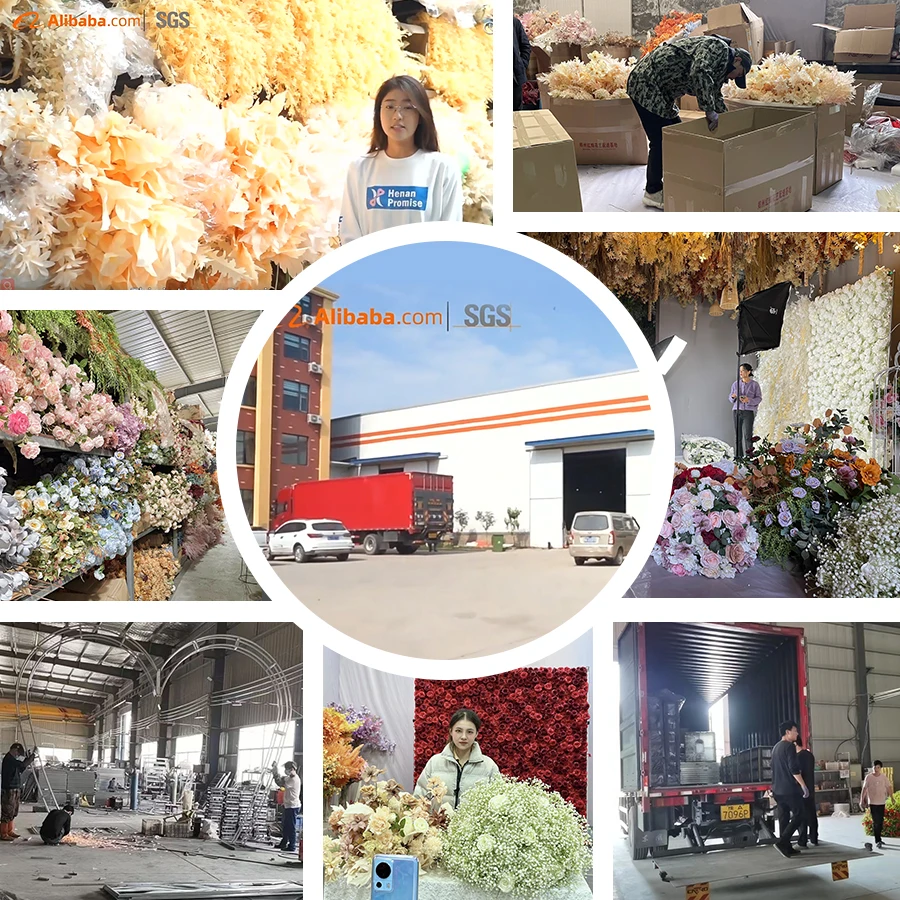 Promise Customized Long Drapery Cream White 3D Hairy Feather Flower Wall With Butterfly Orchid Roll Up Floral Wall