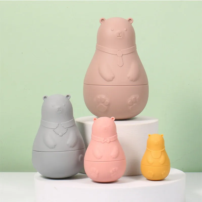New Silicone Matryoshka Dolls Early Education Puzzle Building Blocks Baby Silicone Bear Nesting Toy