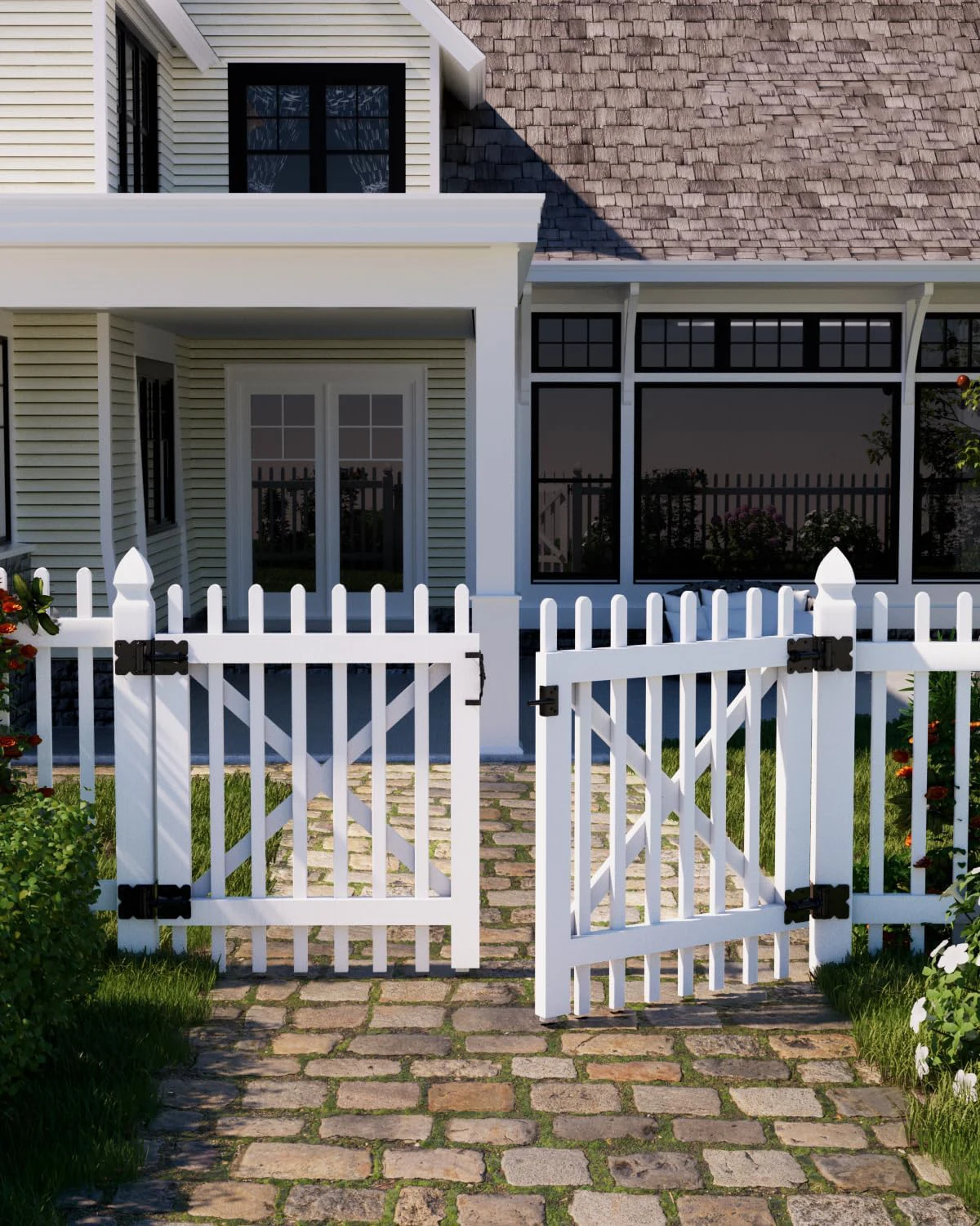 Stainless Steel Gate Hardware Kit Self Closing Gate Hinges and Latch and Cane Bolt Use for Vinyl Fence  Wood Fences Gate