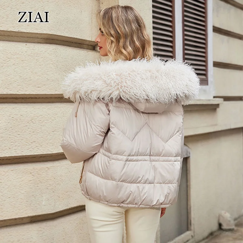 Wholesale Oversize Black Short Puffer Coat with Big Fur Hood Zippered Puffer Jacket Coat Short Puffer Coat