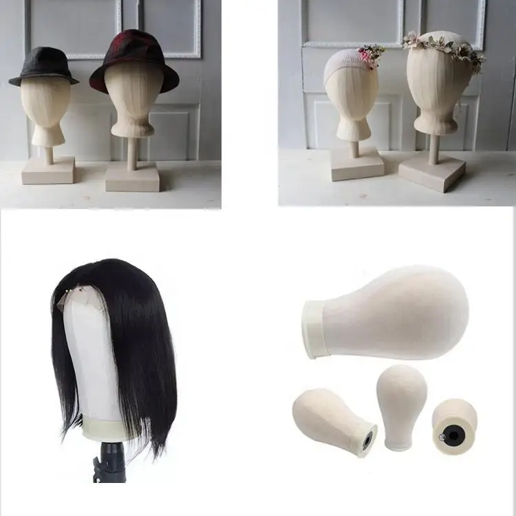 White Canvas Head Cork Canvas Block Head 21-25 Inch Wig Display Stand For Wigs Making