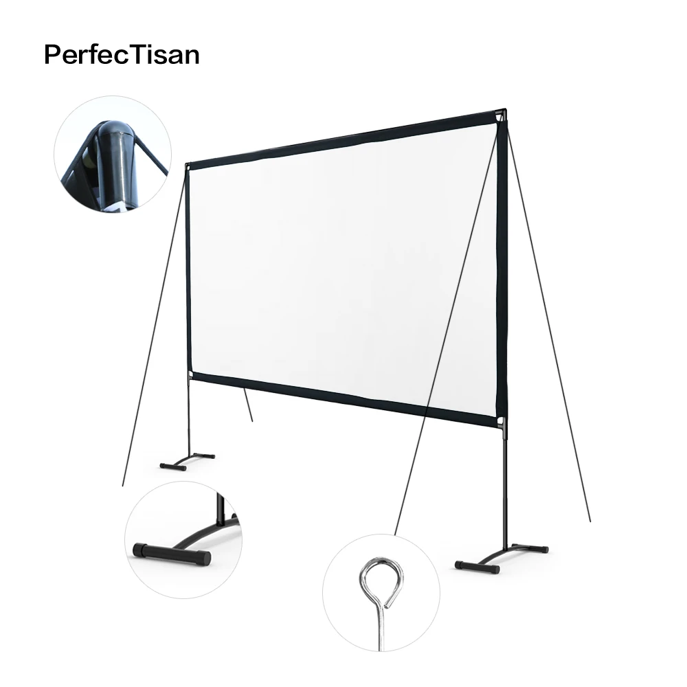 PerfecTisan outdoor projector screen portable  front and rear fast fold screens 100 120inch portable outdoor frame screens