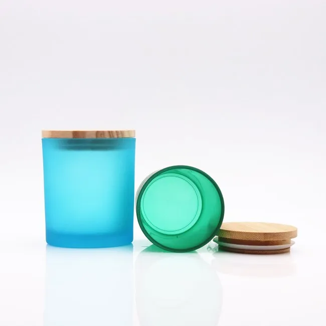 Оптовая продажа, Рождественские декоративные круглые Красочные Синие Пустые роскошные стеклянные банки для свечей с индивидуальным логотипом