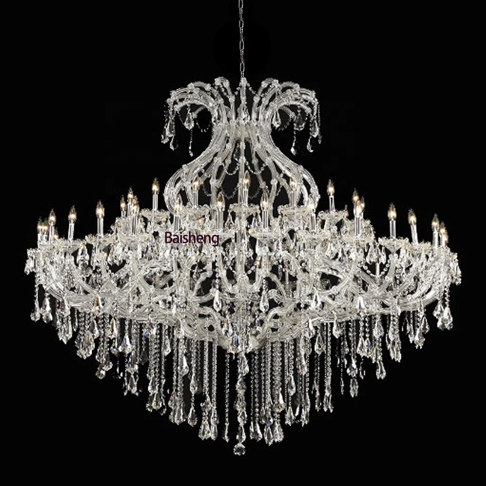 
49 lights arms crystal glass chandelier for home decoration foyer living room hotel restaurant store mall cristal lustres 