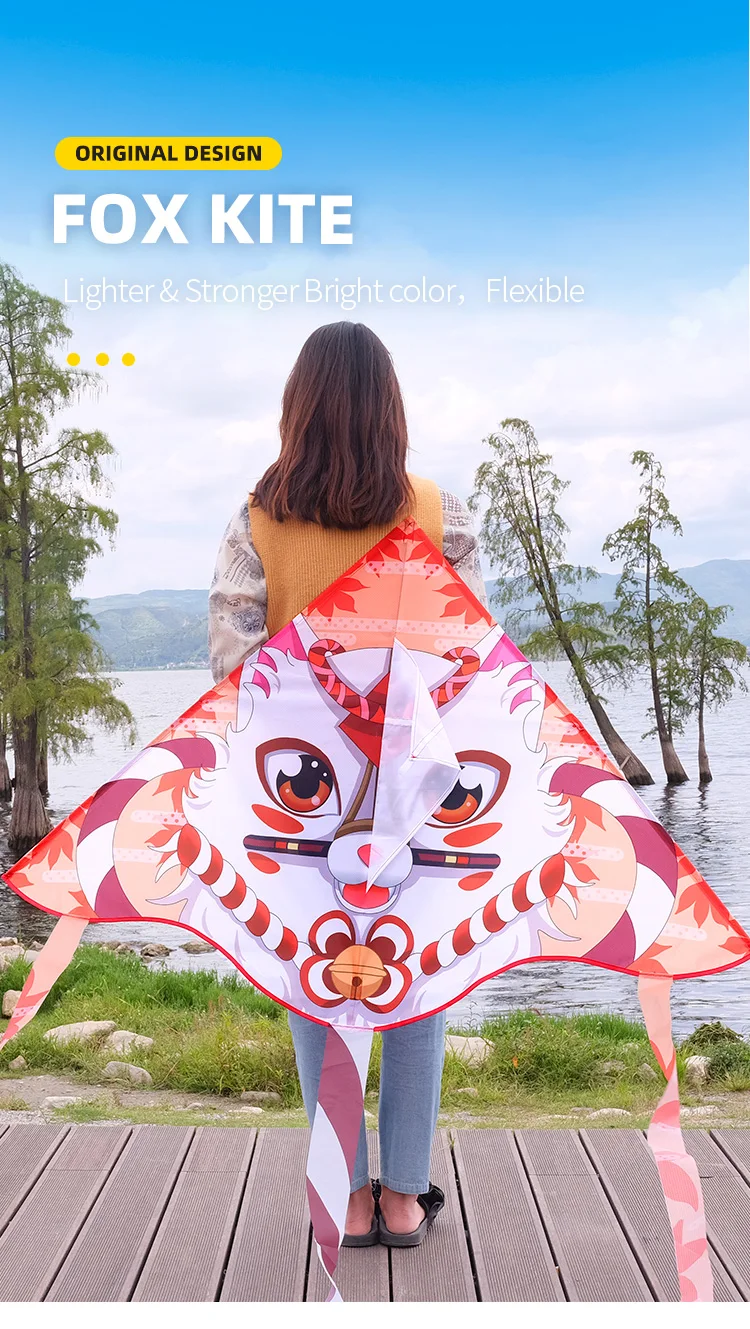 Fox Kite New Design Model Polyester Kite Fiberglass Frame Flexible and Durable Easy to Fly China OEM Customized Pantone Color