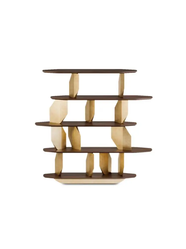 Italian designer high-end bookshelf light luxury style solid wood lacquered bookcase neoclassical study floor shelf