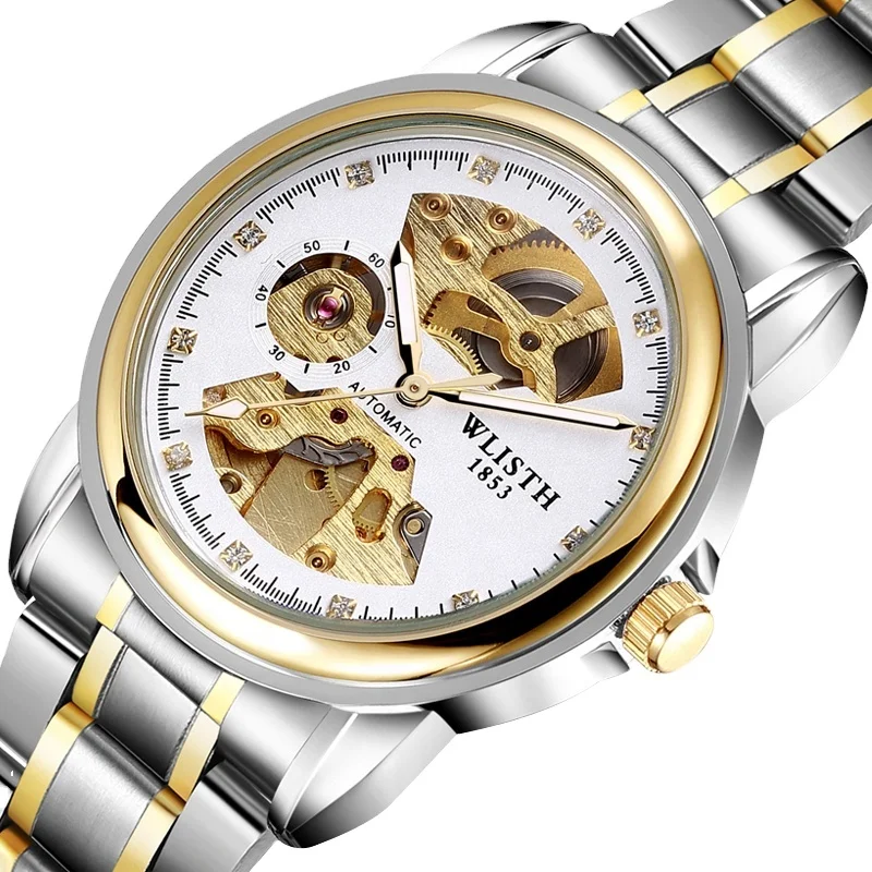 Get samples for free low price stainless  steel chain  men mechanical watch fashion lady wristwatch