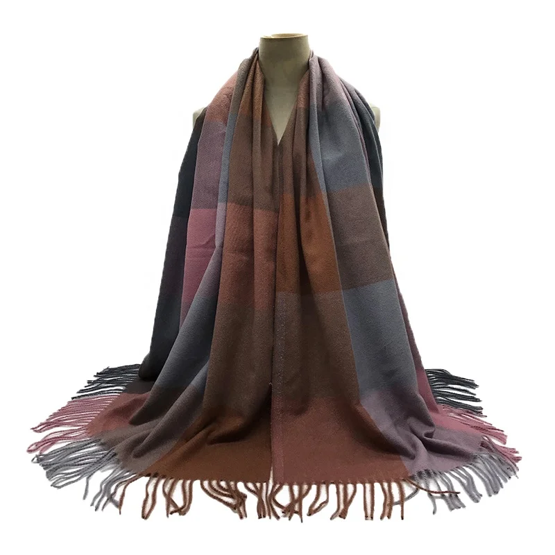 
Manufacturer Custom Fashion Ladies Scarves Women Grid Cashmere Scarf Shawl 