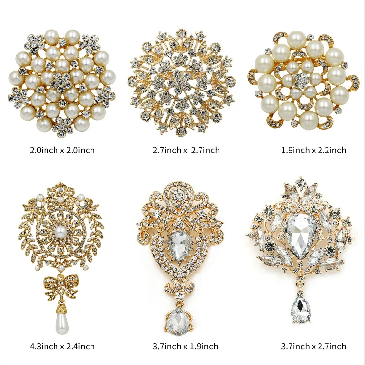 2024 Latest Fashion Lapel Flower Pin Rhinestone Pearl Brooch Crystal Custom Brooches Women Girl