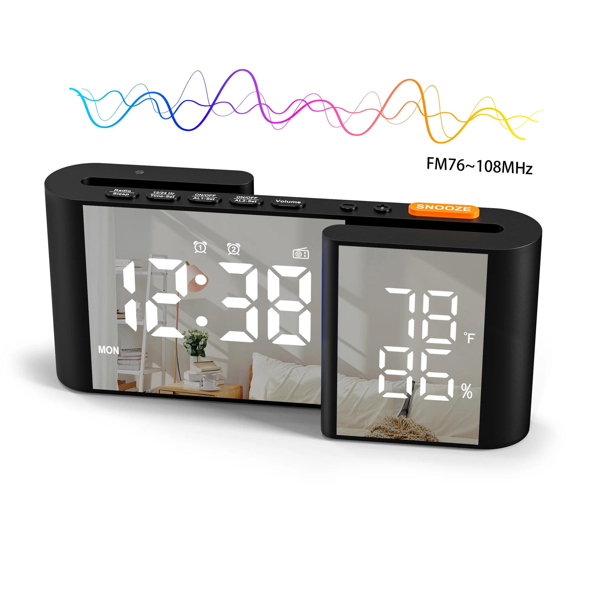 2024 Newest Launched Large LCD Screen Digital Table Wall Alarm Clock with USB Charging Station