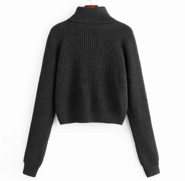 
Custom 2019 winter ladies turtleneck high neck knit wool cotton pullover womens sweaters 