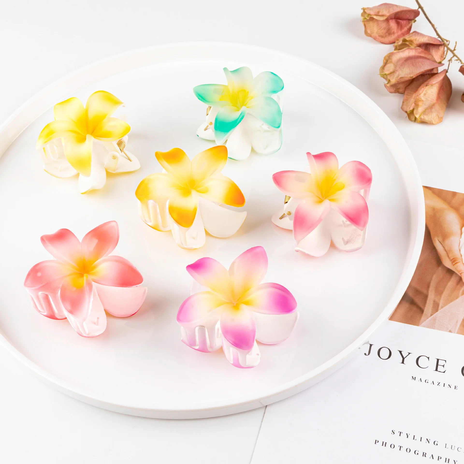 South Korea Sells Hot Flower Hair Claw Fresh Sweet Gradient Colorful Flowers Clip Temperament High-quality Hair Accessoris