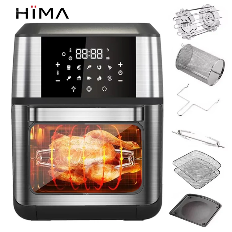 1700W 12 QT Oilless Convection Roaster Electric Dual Control Digital LCD Touch Screen Deep Smart Air Fryers Toaster Oven