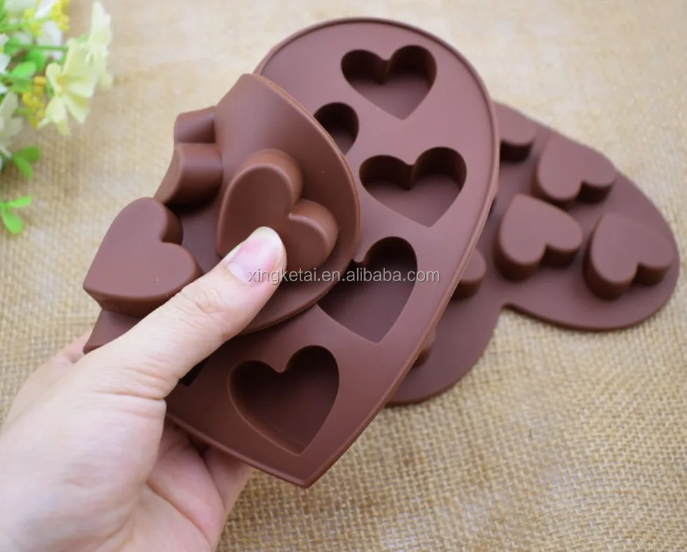 10 Cavity Dimpled Heart Shape Chocolate Mold Silicone Baking Mold For Making Chocolate Bomb Cake Jelly Pudding Dessert Candy