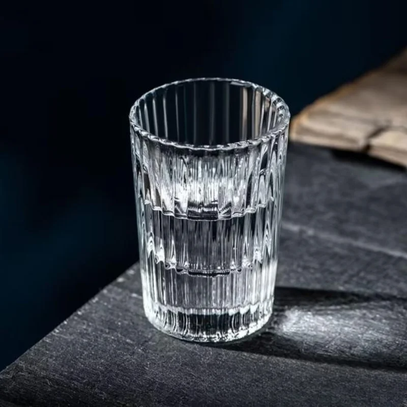 Juice Water Drinking 15ml Vertical Striped Clear Whiskey Shot Glass Ribbed Liquor Glass Wine Shot Glass