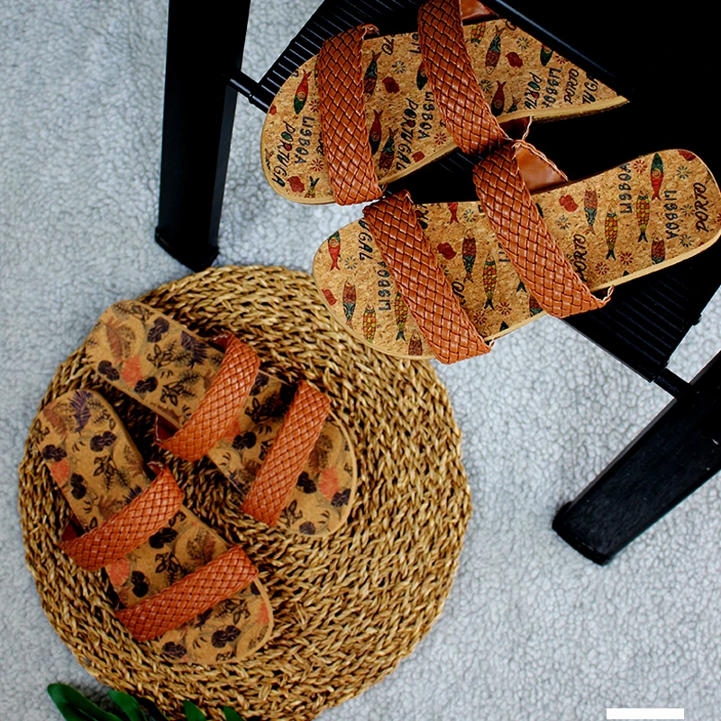 Manufacturer Hot Sale Ladies Women Flip Flop Slippers Women cork thong flip flop braided PU sandal with natural cork outsole