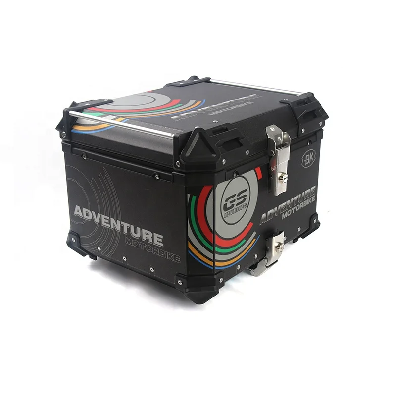 55L Motor Tail Box Aluminum Alloy Plate E-bike Motorcycle GS ADVENTURE Printing White Sticker Top Box Helmet Case Tail Box