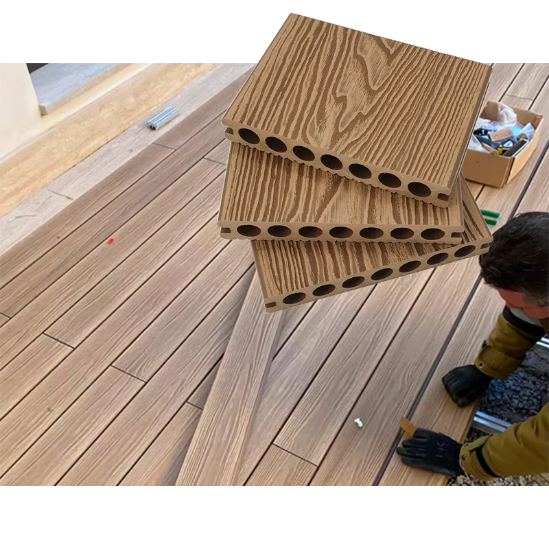 Hot Sale Terrace and balcony outdoor deck board flooring tile Wood Plastic Composite Decking Waterproof Anti slip Surface