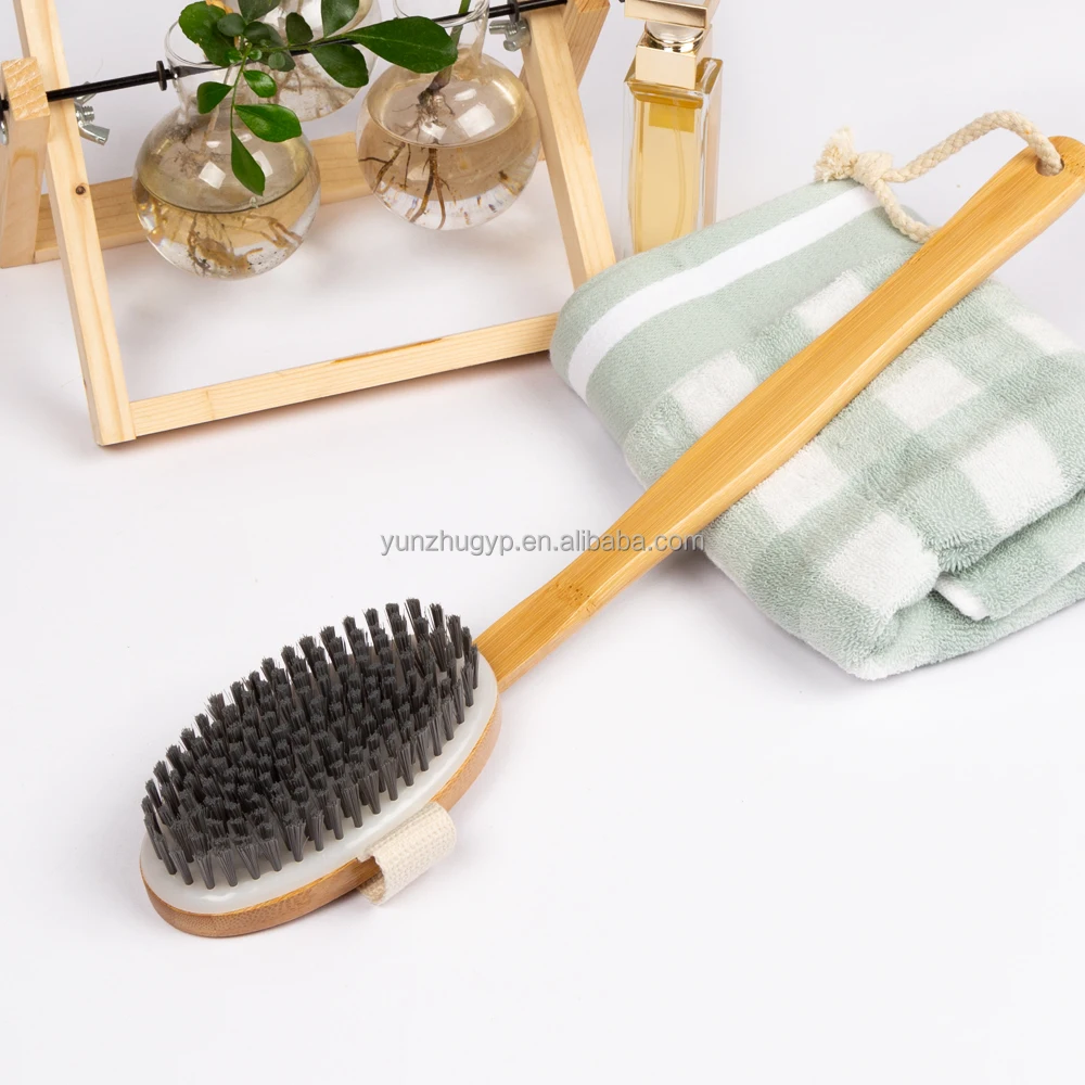 Customizable Private Label Bath Cleaning Brush Bamboo Nylonhair Bath Brush Long Handle