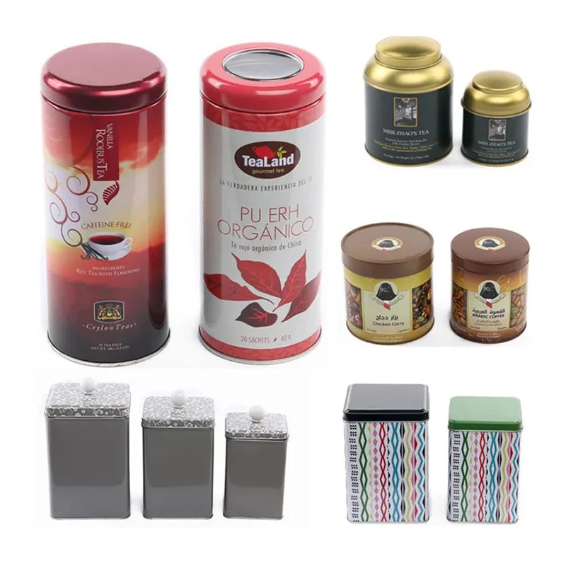 Custom Logo Round Black Tea Tin Canister With Airtight Double Lid Metal Container Empty Food Grade Tea Coffee Tin Box