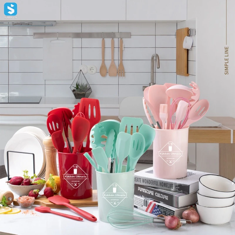 12 Pcs Kitchen Accessories Silicone Cooking Tool Kitchen Utensil Set Non Stick Utensilios de Cocina Silicone Kitchen Utensils