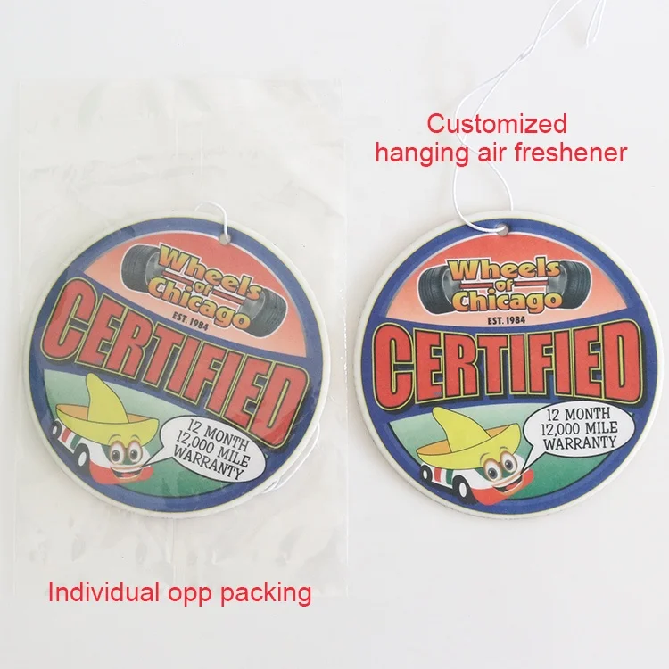 Private label squash car air hanging paper room freshener