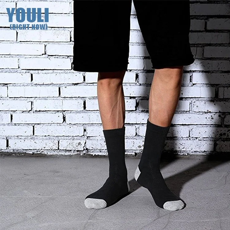Cotton Athletic Mens Crew Socks White Black Socks Manufacturer Business Sports Socks Custom Logo Fashion Dress Knitted Crew High