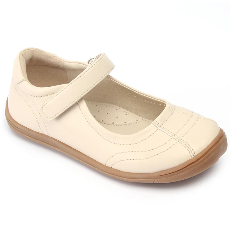 2021 Girls Designer Wedding Shoes High Quality PU Leather Simple White Low Heels Price Bridal Stylish Dress Ballet Flat Shoes