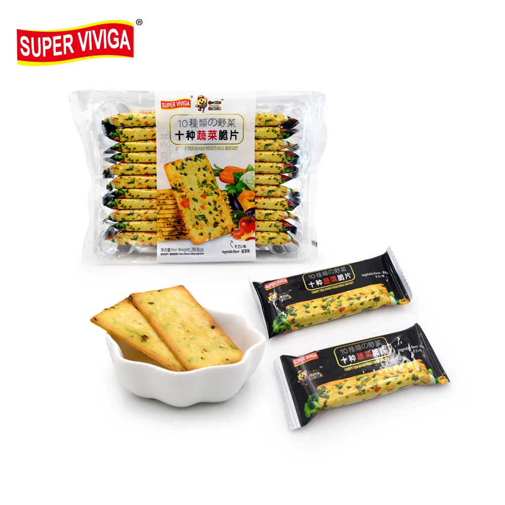  custom wholesale private label halal chinese 10 kind digestive vegetable flavor crackers