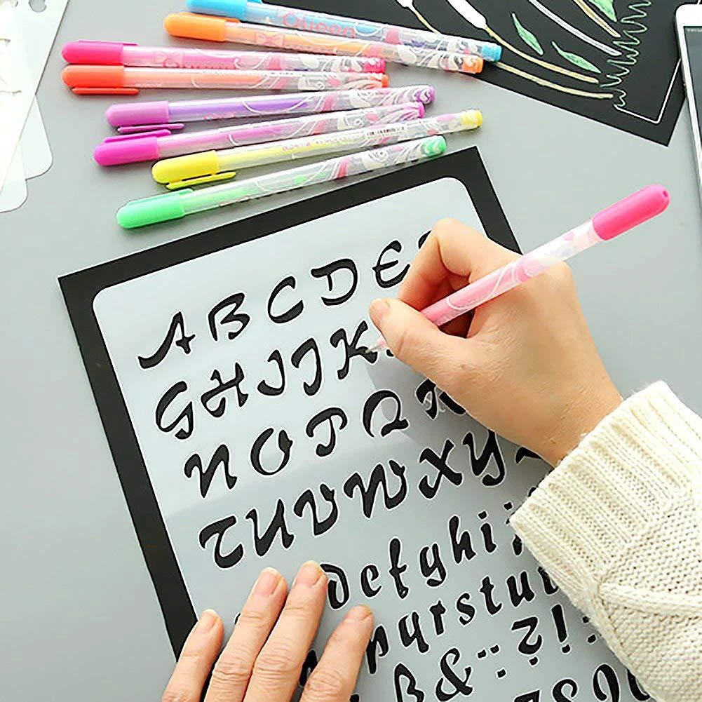Plastic Letter Planner Stencils Journal Notebook Diary Scrapbook DIY Drawing Template Stencil
