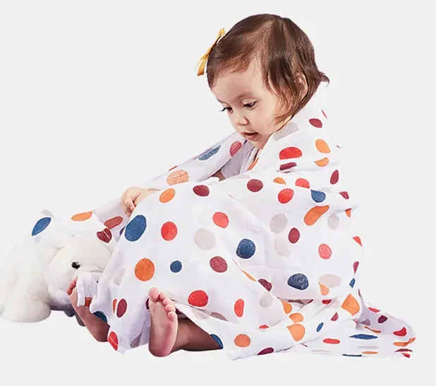 Elinfant 2 layers baby blanket 100 % organic cotton skin  friendly baby muslin swaddle blankets