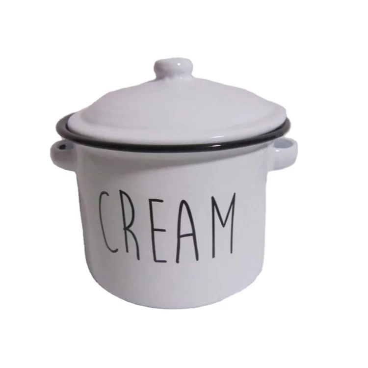 Enamel Soup Pot Storage Pot Buffet Soup Pot With Lid and Handle