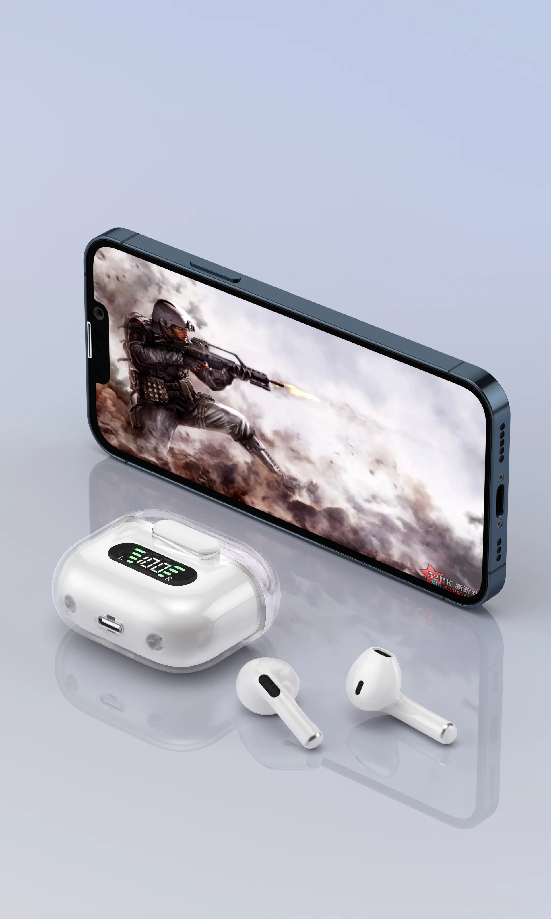 Original Factory Wireless Earphones Stereo Sound BT Earbuds Waterproof Transparent Bass Enhancer Headphones with LED Display