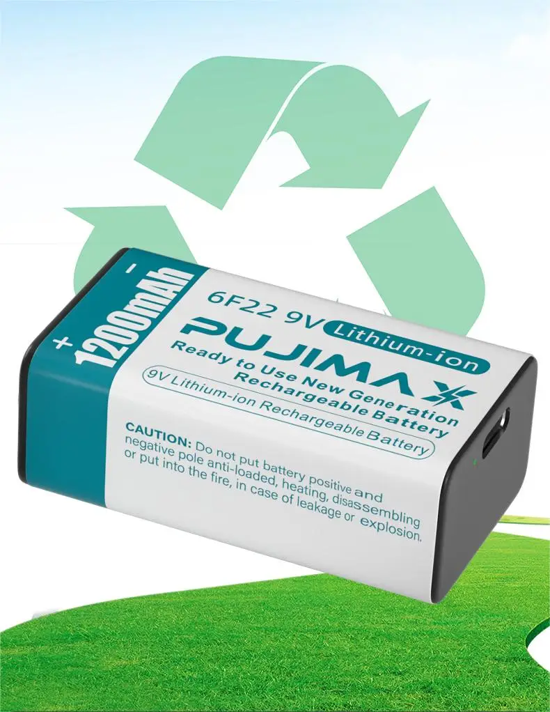 PUJIMAX Universal 4PCS 9V Rechargeable Lithium Battery 1200mAh Safe And Durable USB Li ion Batteries For Toy Karaoke Microphone