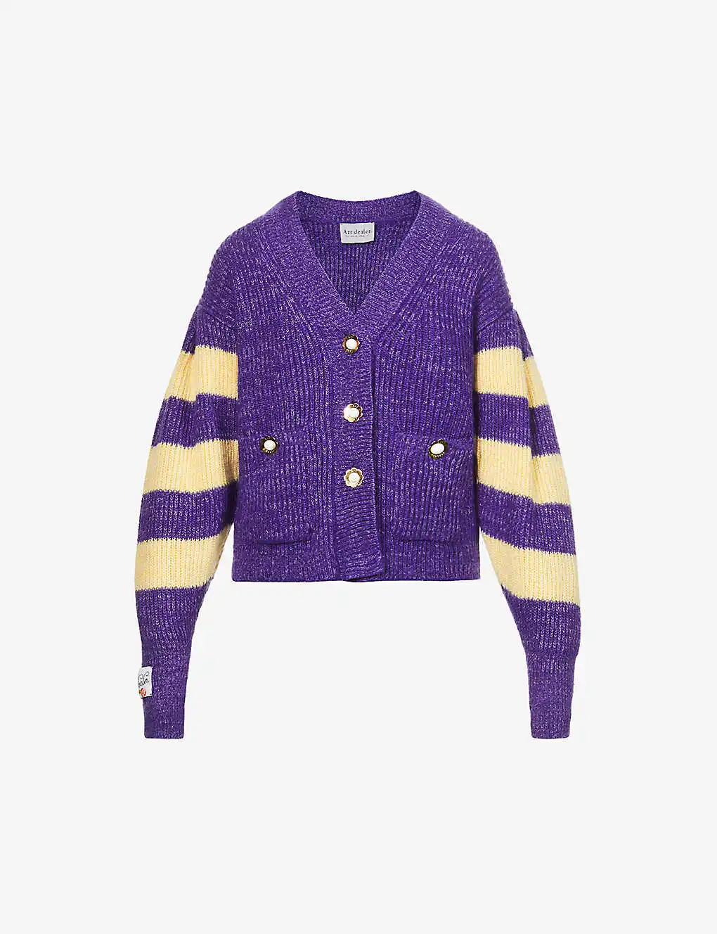 2022 Custom Mohair Wool Embroidered Striped Cardigan Women Knitwear Sweater