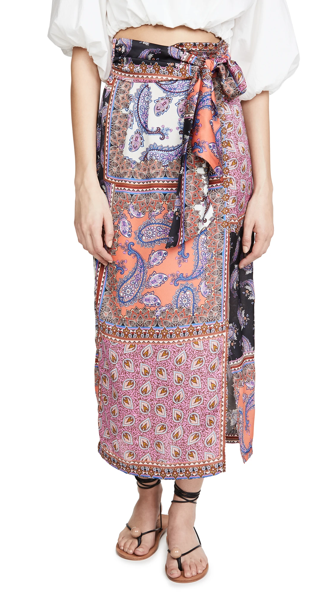 2021 Latest Design Ethnic Paisley Pattern Breathable Skirt With Lace Up