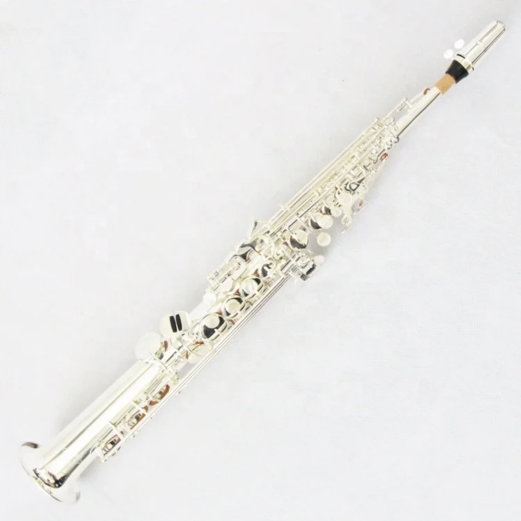 High grade saxophone instrument for sale good quality silver plated saxophone soprano
