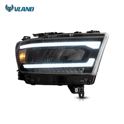 VLAND Factory Full LED Headlights  2019 2020 2021 Car Light Sequential Turn Signal 5th Black Front Head lamp For Dodge Ram 1500