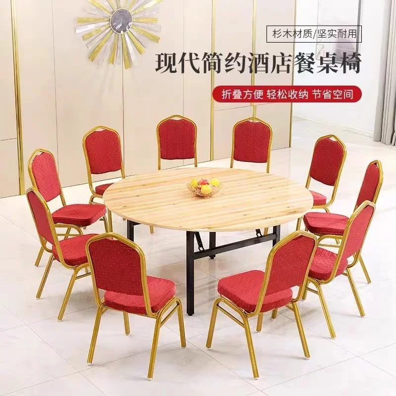 Custom Designed Large Gold and Red Wedding Banquet Chairs Stackable Trade Show Equipment for Hotels and Events