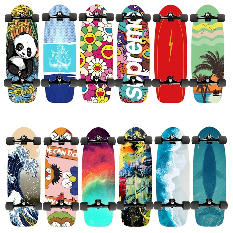 2023 Land Surfboard CX4 Retro Maple Board Deep Foot Nest Flexible Steering 4-Wheel Scooter Pull Start Equivalent 4-Wheel Scooter
