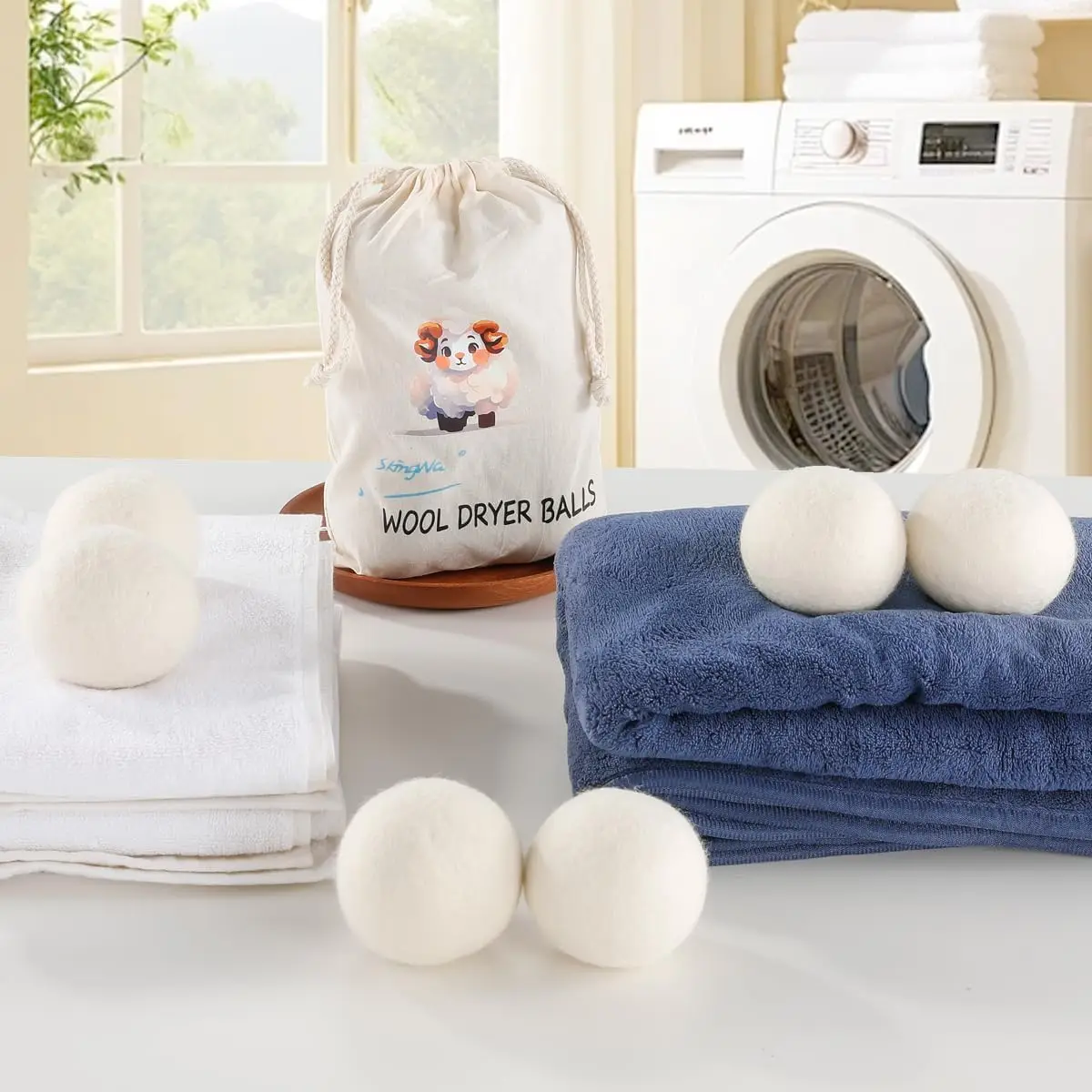 Premium New Zealand Wool Laundry Dryer Felt Balls Reusable Chemical Free Natural Organic Wool Dryer Balls