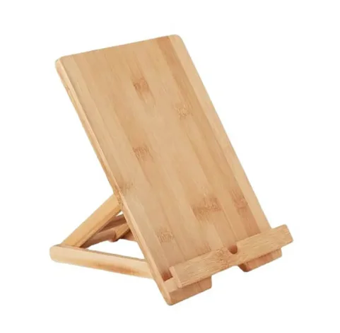 Bamboo Foldable Multi-Purpose Organizer Shelf Multi-position Height Adjustable Tablet Phone Holder Bookcase