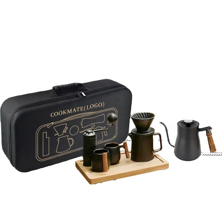 Camping Portable V60 Server, Grinder, Food Grade Kettle,Scale All in One Hand Drip Coffee Maker