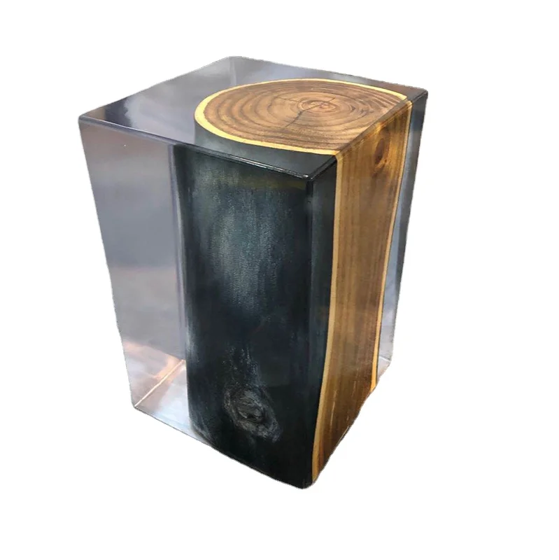 2020 Luxury home decorative stool acrylic legs glass coffee table side table epoxy stool
