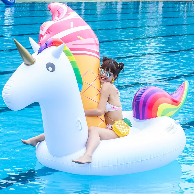 fashion design factory price eco friendly pvc inflatable big horse swimming floater ring for adults and kids