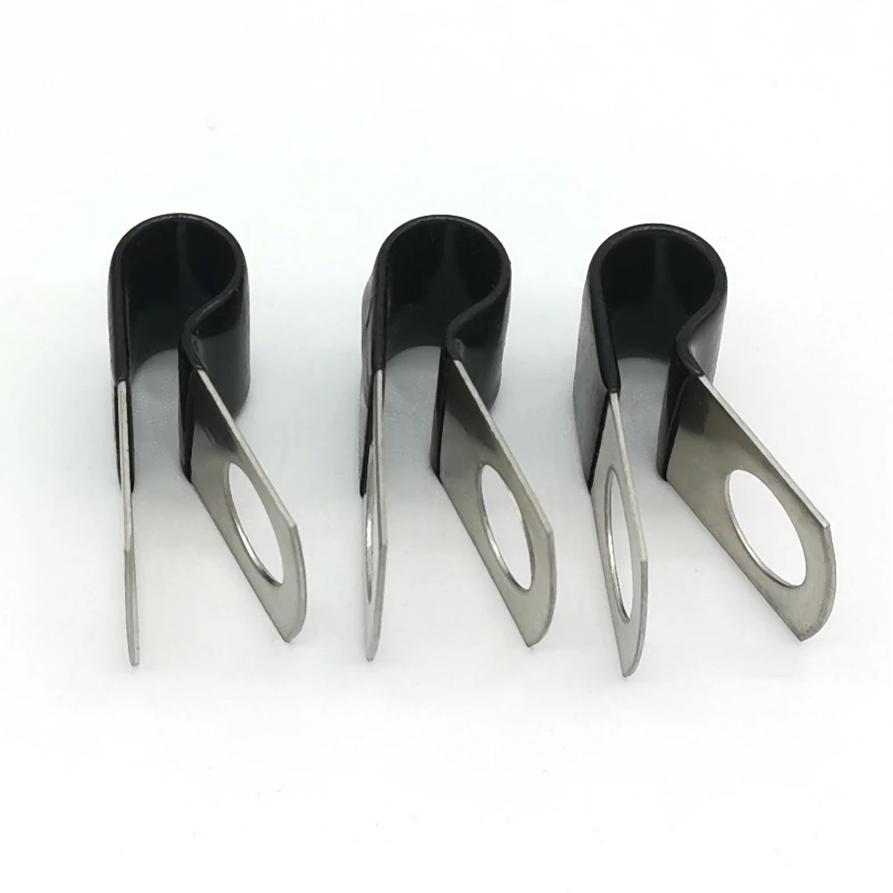 26mm Diameter P-type Hose Clamp Black Steel Cable Clamp Conduit Adjustable Clip