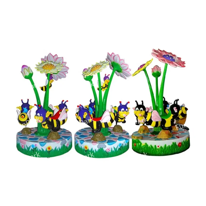 Fun Park Factory Wholesale Honey Bee 3P Multi Kiddy Rides Merry Go Round Coin Operated Games for Indoor Amusement