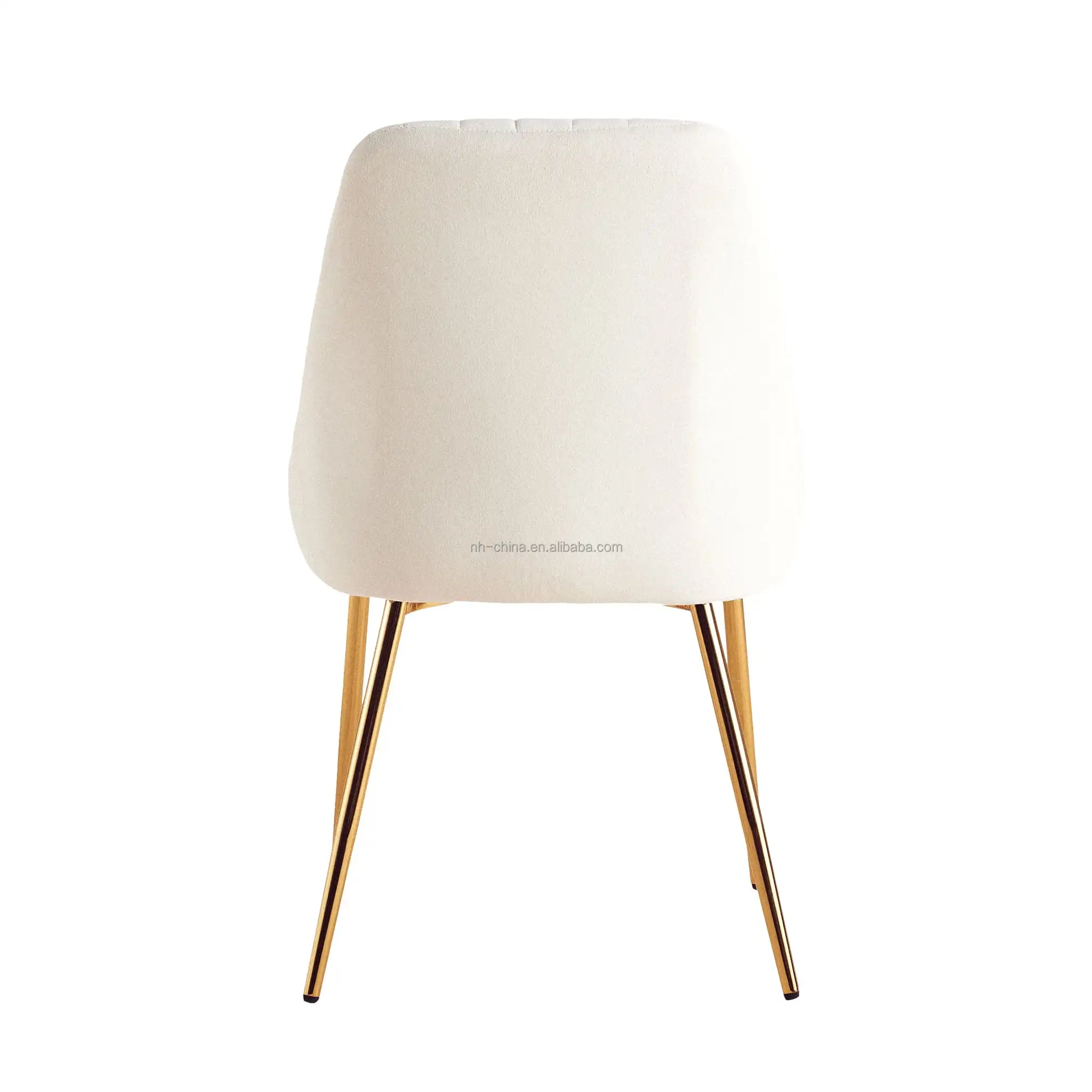 Luxury modern latest design Vertical stripes backrest beige velvet kitchen dining room chair with golden metal legs